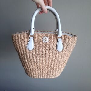 Tory Burch Straw Carter Small Tote Bag